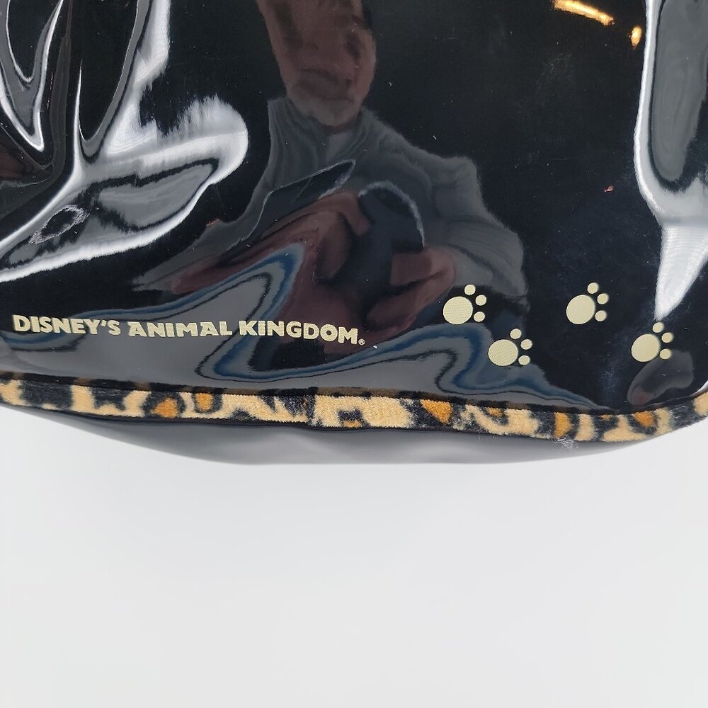 Disney Animal Kingdom Black Crossbody Bag | Leopard Trim Mickey | Zippered - Picture 6 of 11